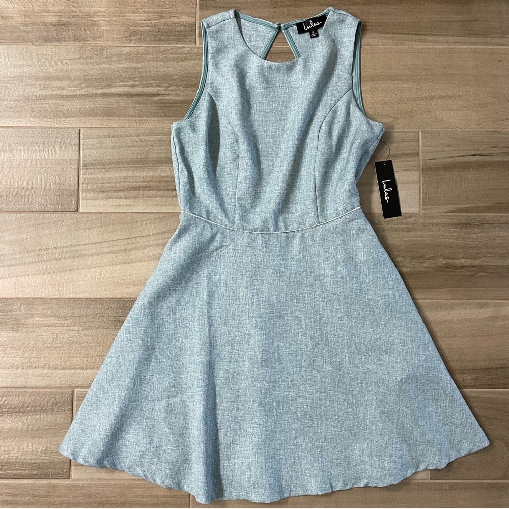 Lulu’s Open Back Aqua Skater Dress